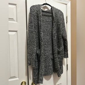 Long oversized wool cardigan with pockets